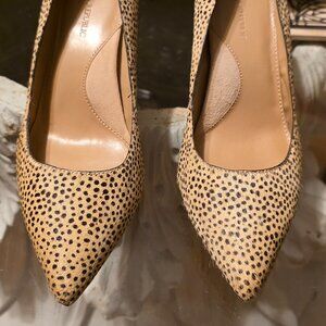 Banana Republic Leopard Calf Hair Pumps Size 6 Pointed Toe Heels